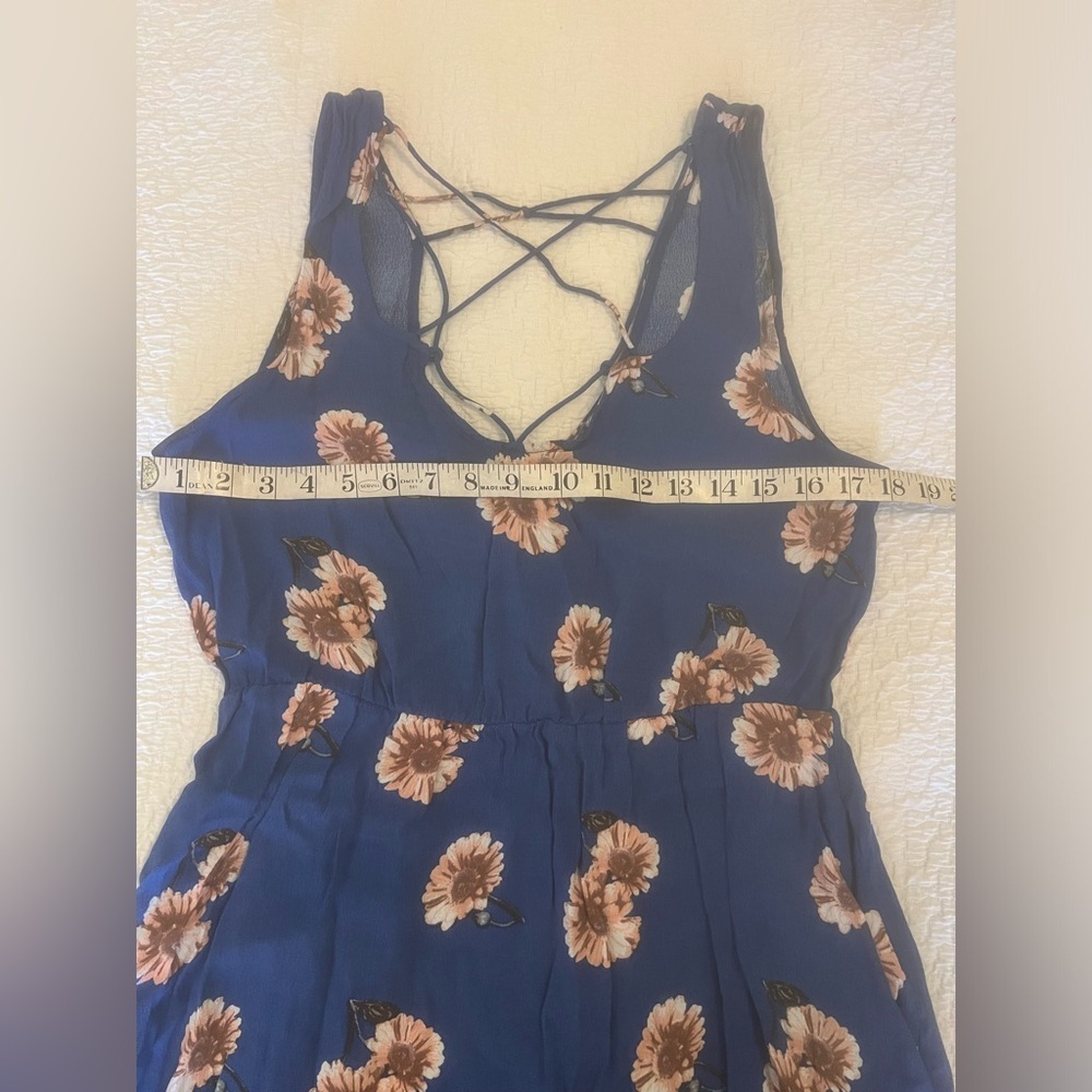 Women's Size L Blue Floral Sleeveless dress - Picture 6 of 8
